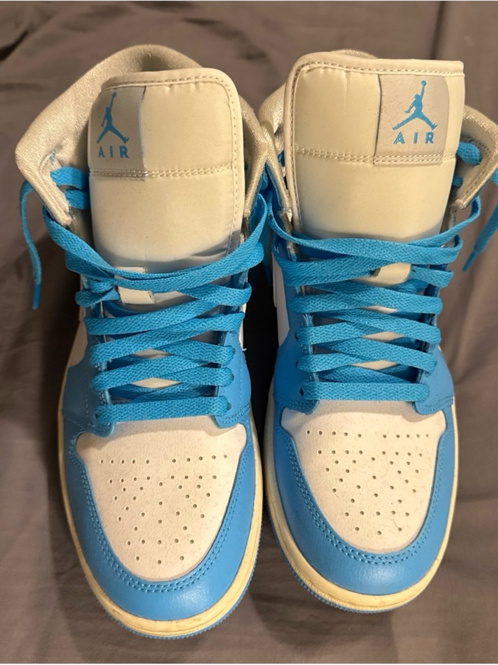 Jordan High-Top Sneakers in White and Bright Blue